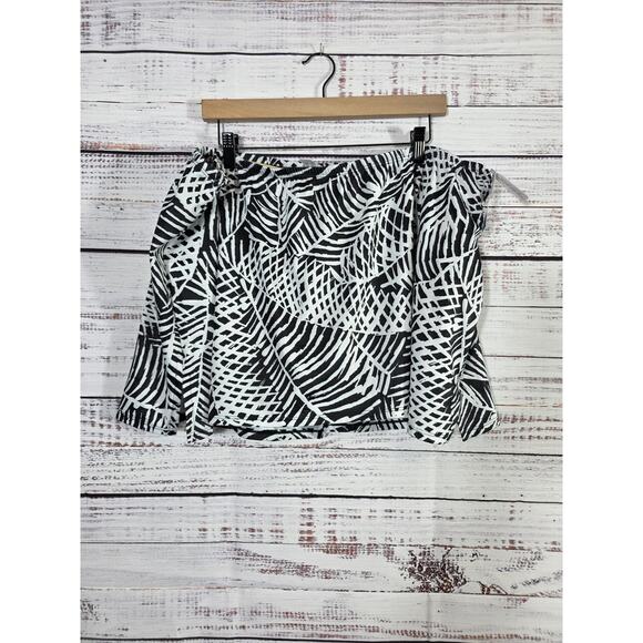 Swim By Cacique Black White Tropical Palm Leaf Print Swim Skirt Plus size 24 - Picture 1 of 5